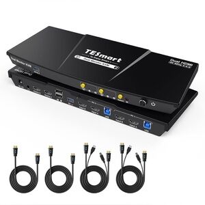 KVM Switch for 2 Computers via USB 3.0 - Dual Monitors 4K@60Hz w/ EDID Emulators